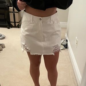 White jean skirt